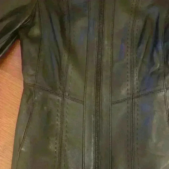 100% Leather Jacket Coat Stitched Detail Size S - Picture 8 of 13